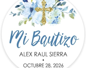 Mi Bautizo Baptism Spanish Thank You Favor Stickers Boys Baptism Favor Stickers Favors Baby Christening - Set of 24
