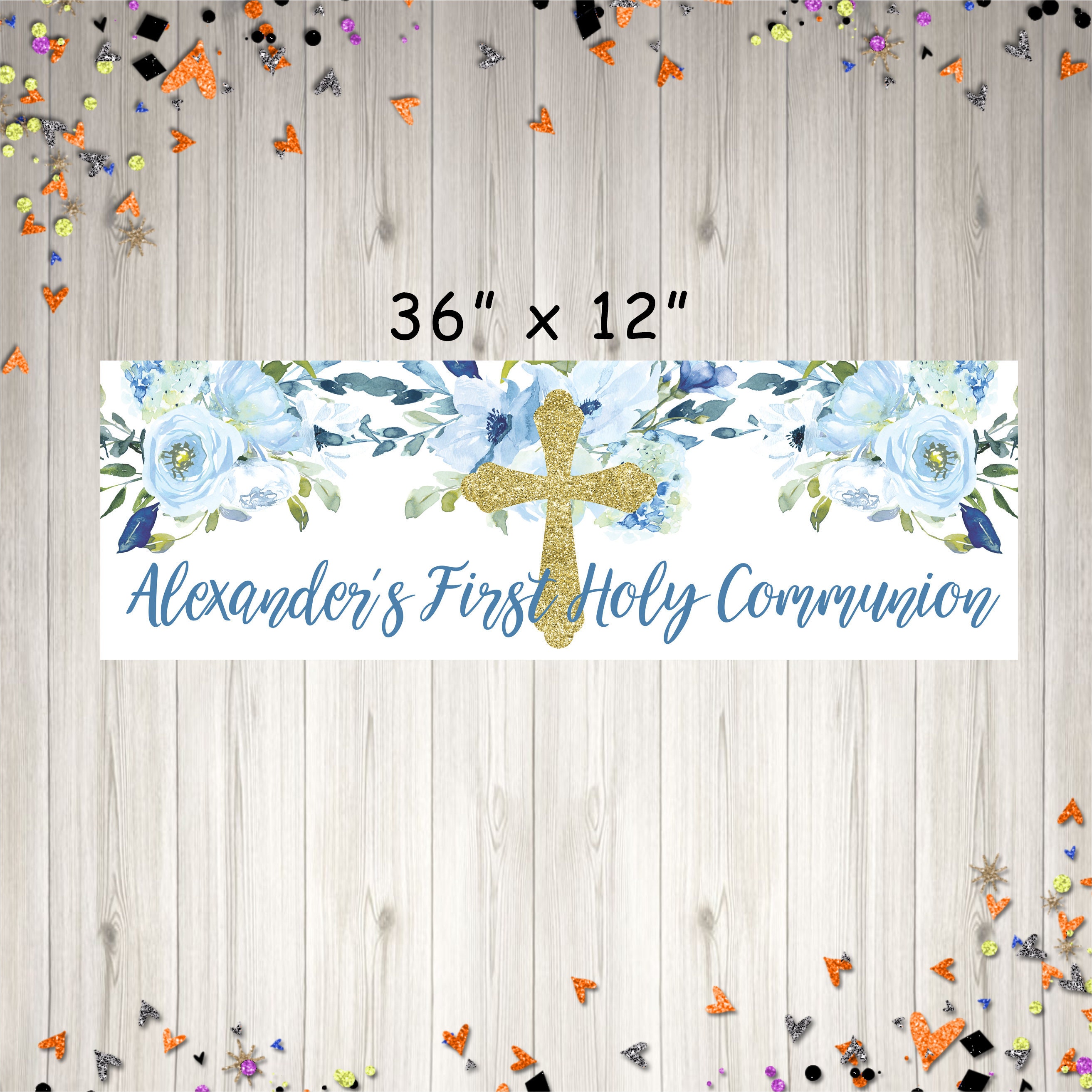 6ft Large Personalised First Holy Communion Banners Silver 1st Photo Decora...