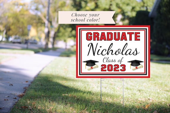 Graduation Yard Sign Class of 2023 Lawn Sign High School Graduation Sign College Graduation Sign Outdoor Graduation 24”x18" Printed Sign Il_570xn