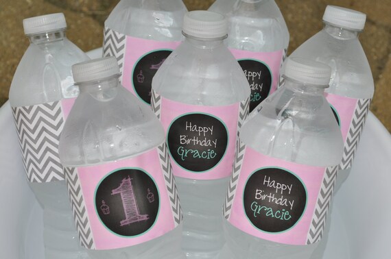 1st birthday water bottle labels free