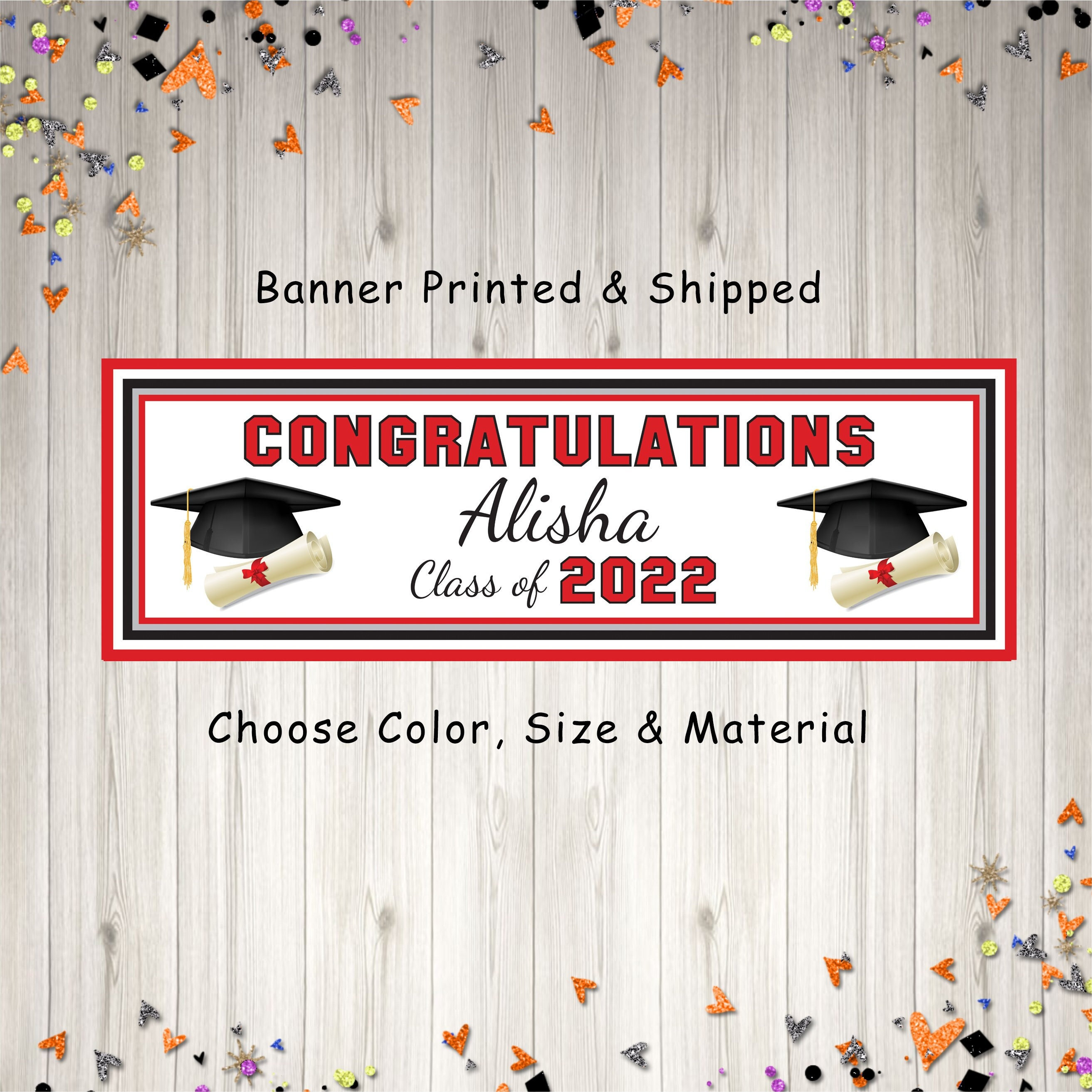 Party Supplies School Colors Class of 2022 Customized Graduation Banner