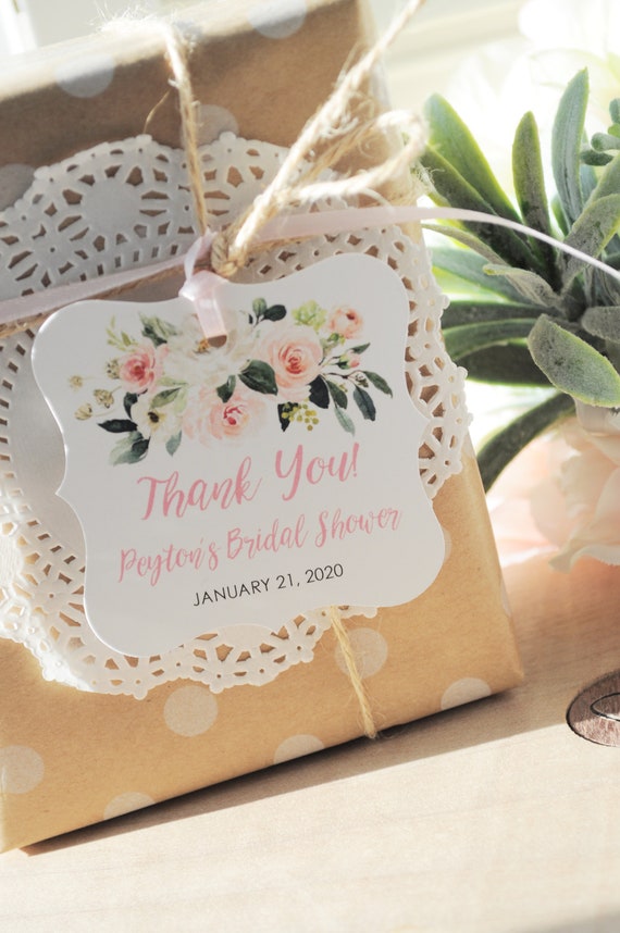 Bridal Shower Favor Tags, Wedding Thank You Tags Favors Personalized Wedding Tags, Blush Pink