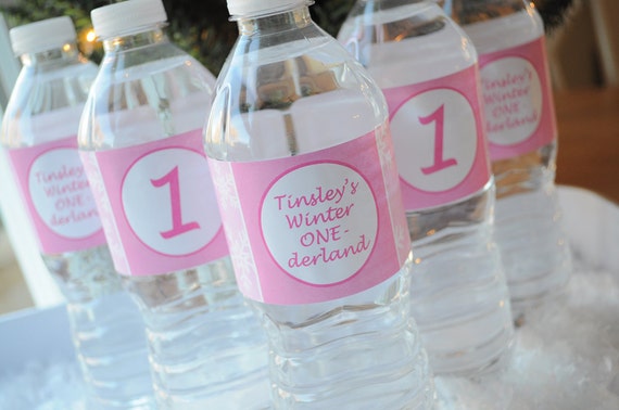 Snowflake Water Bottle Labels 1st Birthday Party Decorations Etsy