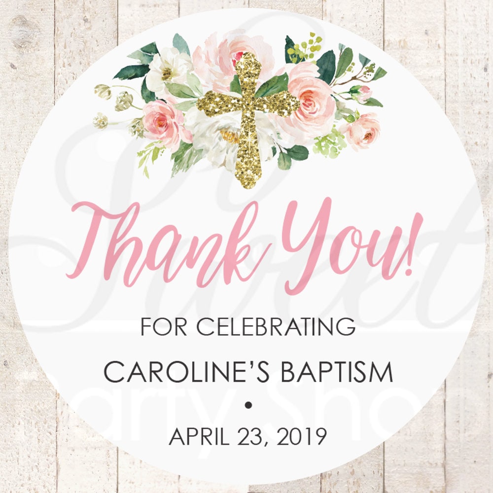 Baptism Thank You Favor Stickers Girls Baptism Favor Etsy