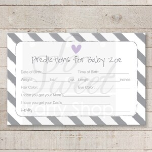 Girls Baby Shower Favor Tags, Thank You Tags, Baby Shower Favors, Nail Polish Favor Tags, Heart and Stripe Purple and Gray Set of 12 image 5