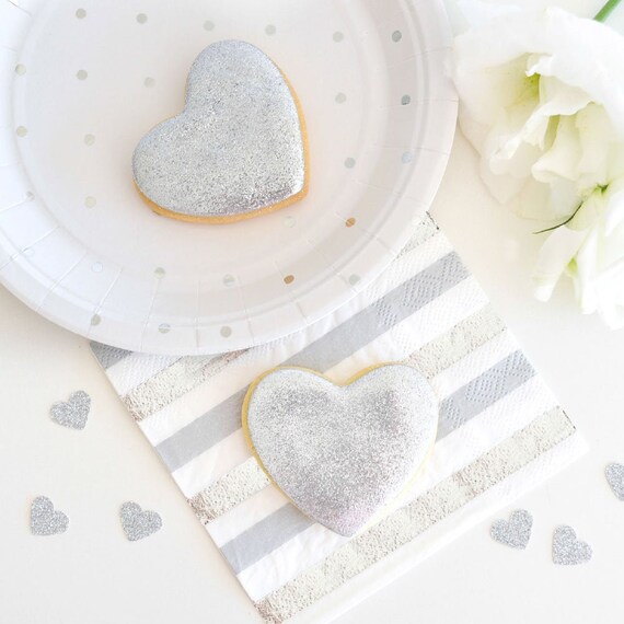 Cake Plates Silver Polka Dot Partyware, Silver Dessert Plates, Birthday