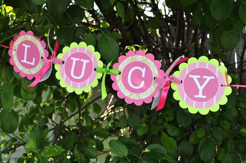 Girls 1st Birthday Decorations Girls Birthday Favor Tags Set of 12 Birthday Thank You Tags Pink and Green Party Favors
