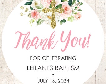 Baptism Thank You Stickers Favor Labels Girls Personalized Stickers First Holy Communion Favors Baby Christening Stickers Religious Stickers