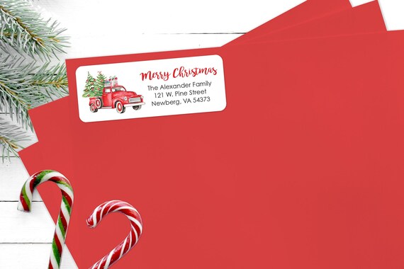 Merry Christmas Address Labels Envelope Seals Happy Holidays Stickers Gift Tags Christmas Truck Labels Christmas Seals Packaging - Set of 30 Il_570xn