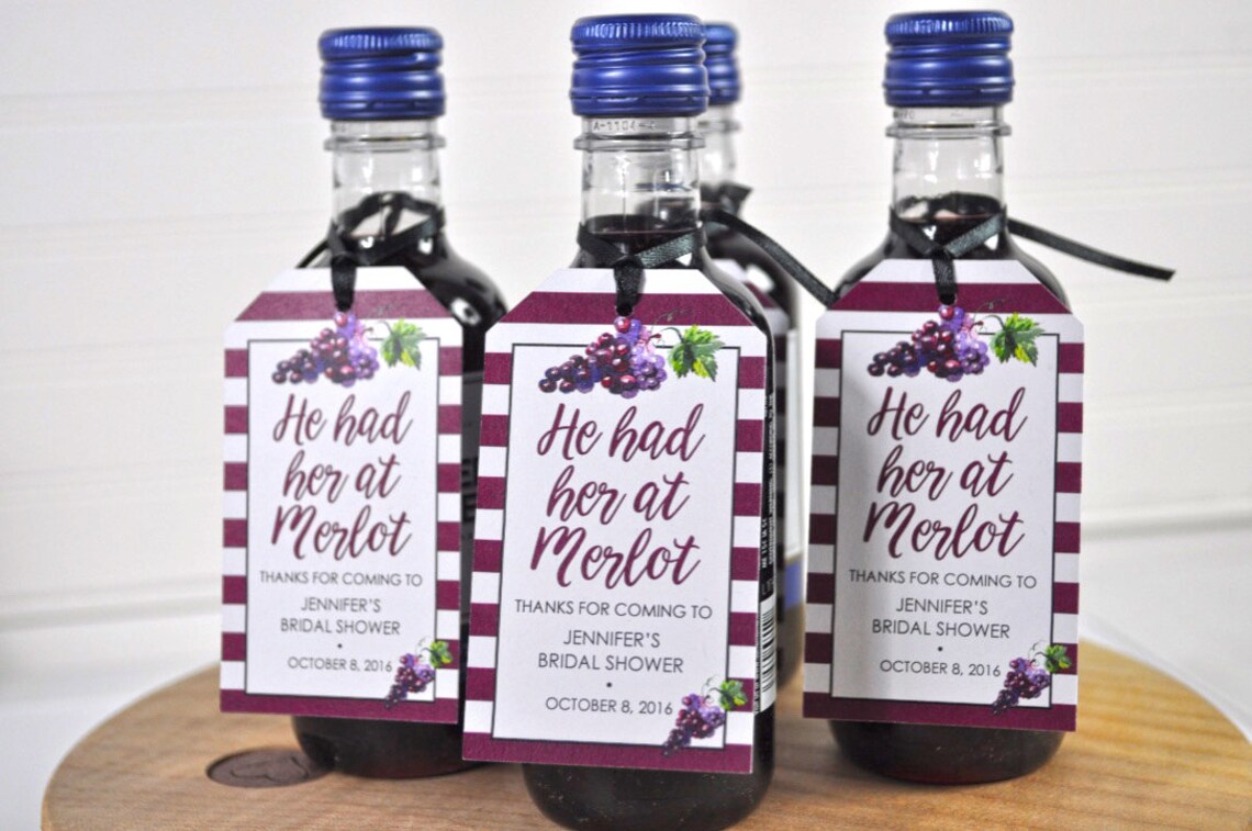 Bridal Shower Favor Tags for Mini Wine Bottles Bachelorette Etsy