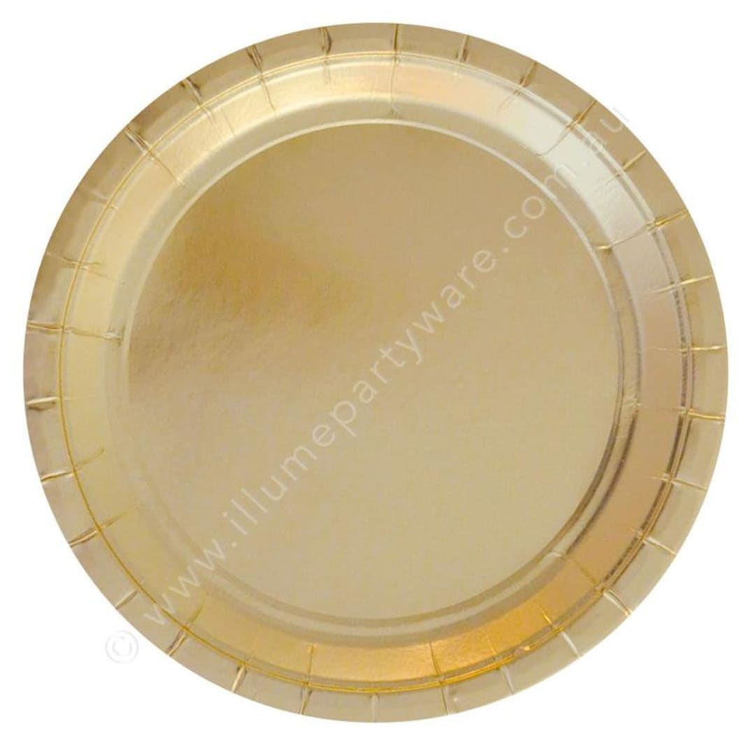 Gold Foil Large Paper Plates, Gold Partyware, Birthday Party Paper