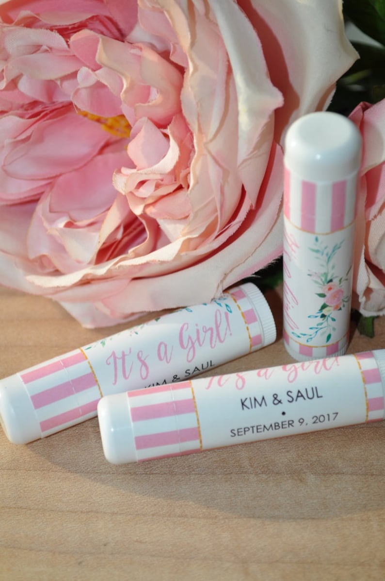 Girl Baby Shower Lip Balm Favor Labels It's A Girl Baby Etsy