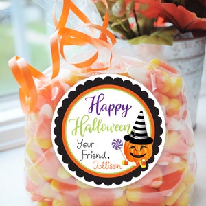 Halloween Favor Stickers, School Halloween Favors, Halloween Party Treat Bag Stickers, Trick Or Treat Stickers, Class Treat Tags Set of 24 image 2