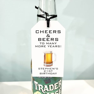 Beer Mug Birthday Tags Cheers & Beers Adult Birthday Party 21st, 40th, 50th, 60th Milestone Birthday Decorations Birthday Favors - Set of 12