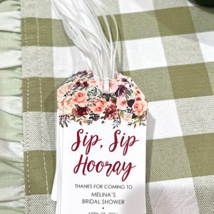 Bridal Shower Favors Tags for Mini Wine Bottles Sip Sip Hooray Wedding Shower Favors Mini Champagne Tags Fall Floral 画像 6