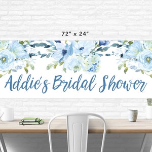 Bridal Shower Banner, Blue Floral Bridal Shower Decorations, Wedding Shower Banner, Printed & Shipped image 5