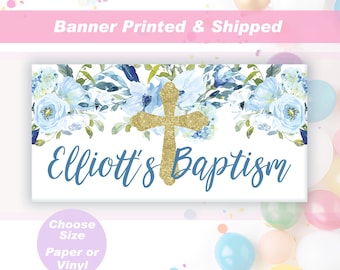 Baptism Banner for Boy Personalized Sign Christening Decorations
