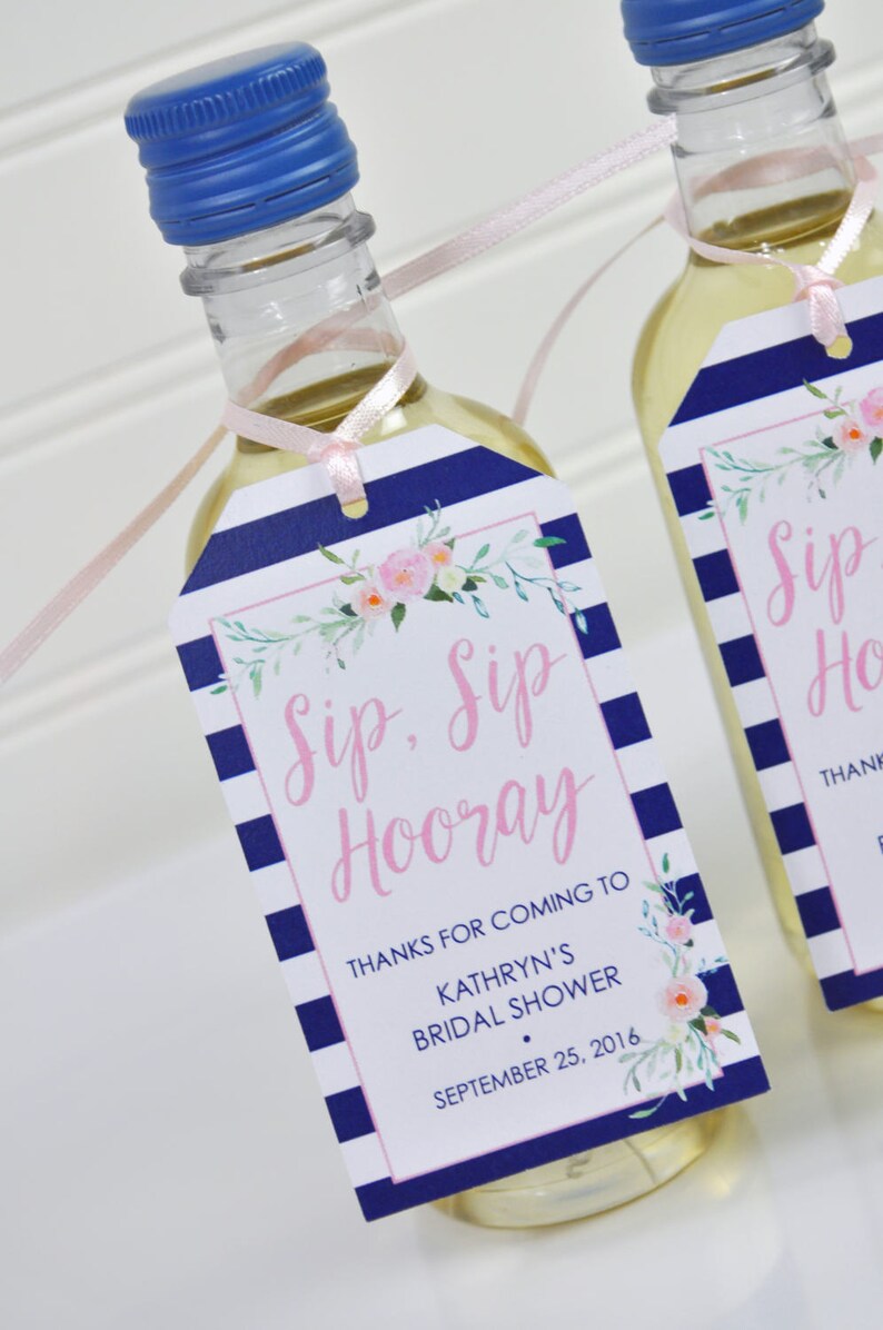 Bridal Shower Favor Tags Wedding Favors Mini Wine Bottles Etsy
