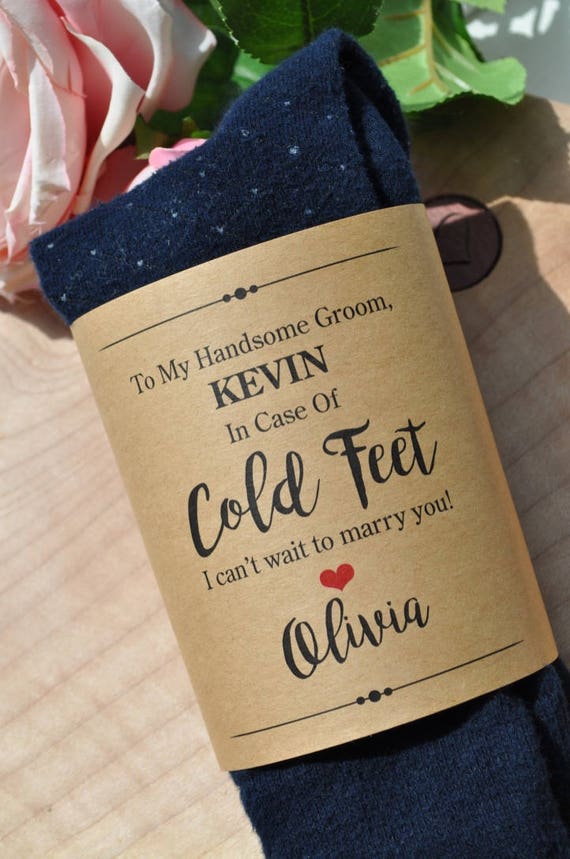 Wedding Cold Feet Sock Wrap, In Case of Cold Feet Label, Groom Gift, Wedding Day Gift, Gift From Bride, **PRINTED & SHIPPED** Il_570xn