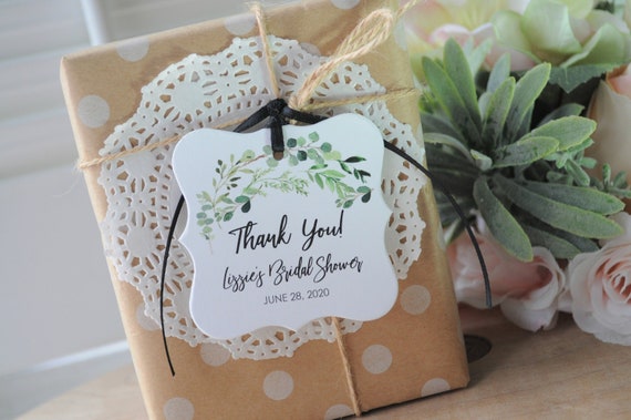 Bridal Shower Favor Thank You Tags Greenery Leaf Wedding - Etsy