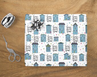 Housewarming Gift Wrap, New House Gift Wrapping Paper, Home Sweet Home Gift Wrap, Housewarming Party Gift, First Home Gift, Realtor Gift