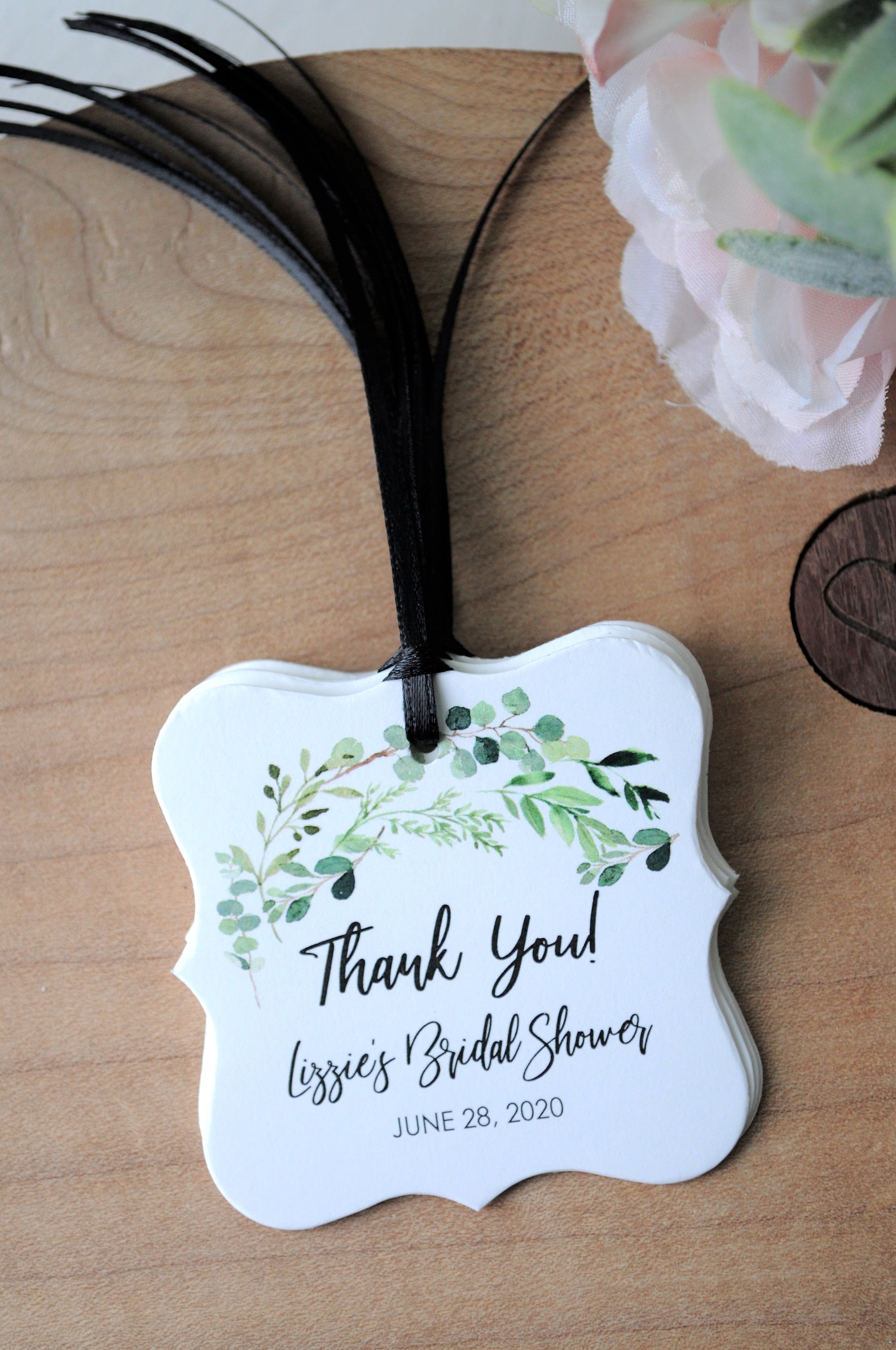 Bridal Shower Favor Thank You Tags Greenery Leaf Wedding Etsy