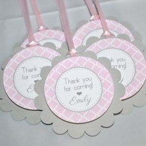 Girls Baby Shower Favor Tags - It's A Girl Favors - Pink and Gray ...