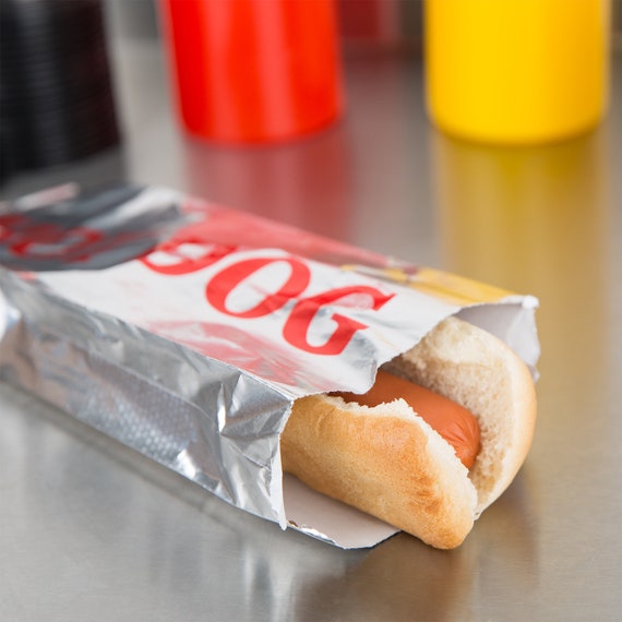 Hot Dog Foil Wrapper Bags, Circus Carnival Birthday Party Hot Dog Wrapper, Baseball Party Concessions, Cookouts Barbecue Picnic - Set of 12 Il_570xn