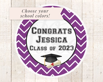 Graduation Party Favors Stickers, Class of 2024 Congrats Grad, Personalized Party Favors Treat Labels Goodie Bag Stickers - Set of 24 Labels