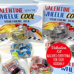 Valentines Day Race Cars Bags and Card Kit Wheelie Cool Race Car Valentines Day School Kids Classroom Valentine's Day Party Exchange