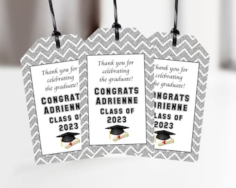 Graduation Thank You Tags, Class of 2023 Favors, Graduation Party Favor Tags, High School Grad, College Grad Party Decorations - Set of 12