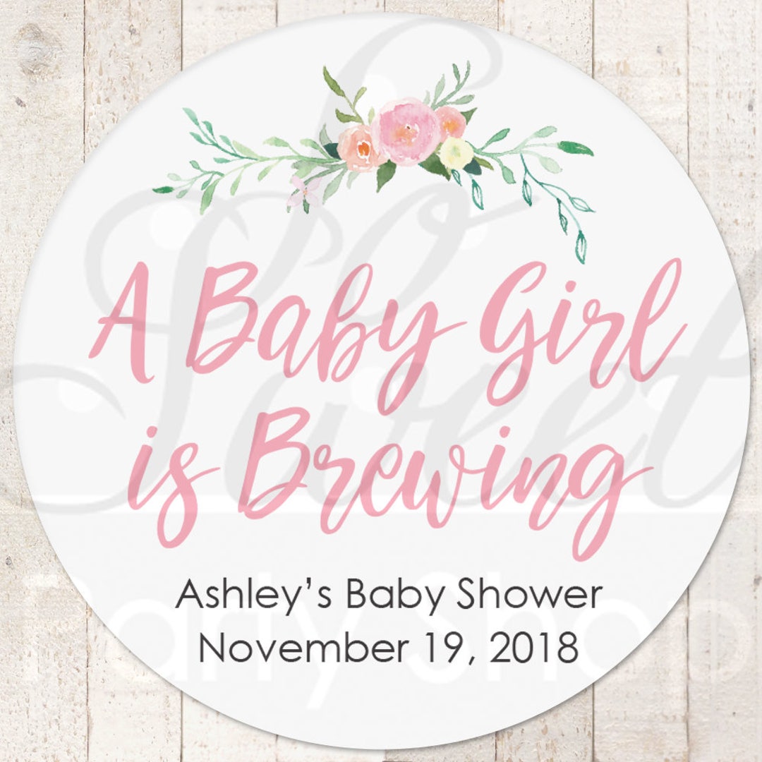 Baby Shower Favors, Stickers, A Baby Girl is Brewing, Favor Tag Labels