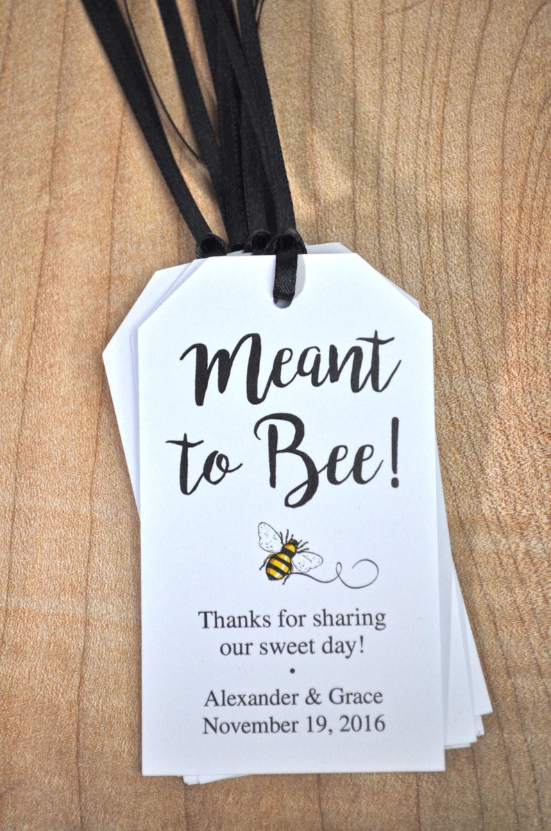 Meant To Bee Wedding Favor Tags, Bridal Shower Favor Tags, Thank You Tags, Bumble Bee Party Favors, Personalized Wedding Set of 12 Tags image 4
