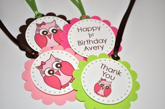 Owl Favor Tags Birthday Party Favors Girls 1st Birthday Party | Etsy