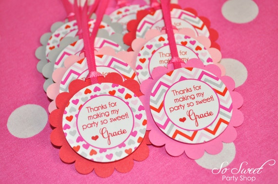 Valentine Favor Tags Girls Valentine/'s Day Birthday Party February Birthday Heart 1st Birthday Heart Birthday Decorations Set of 12