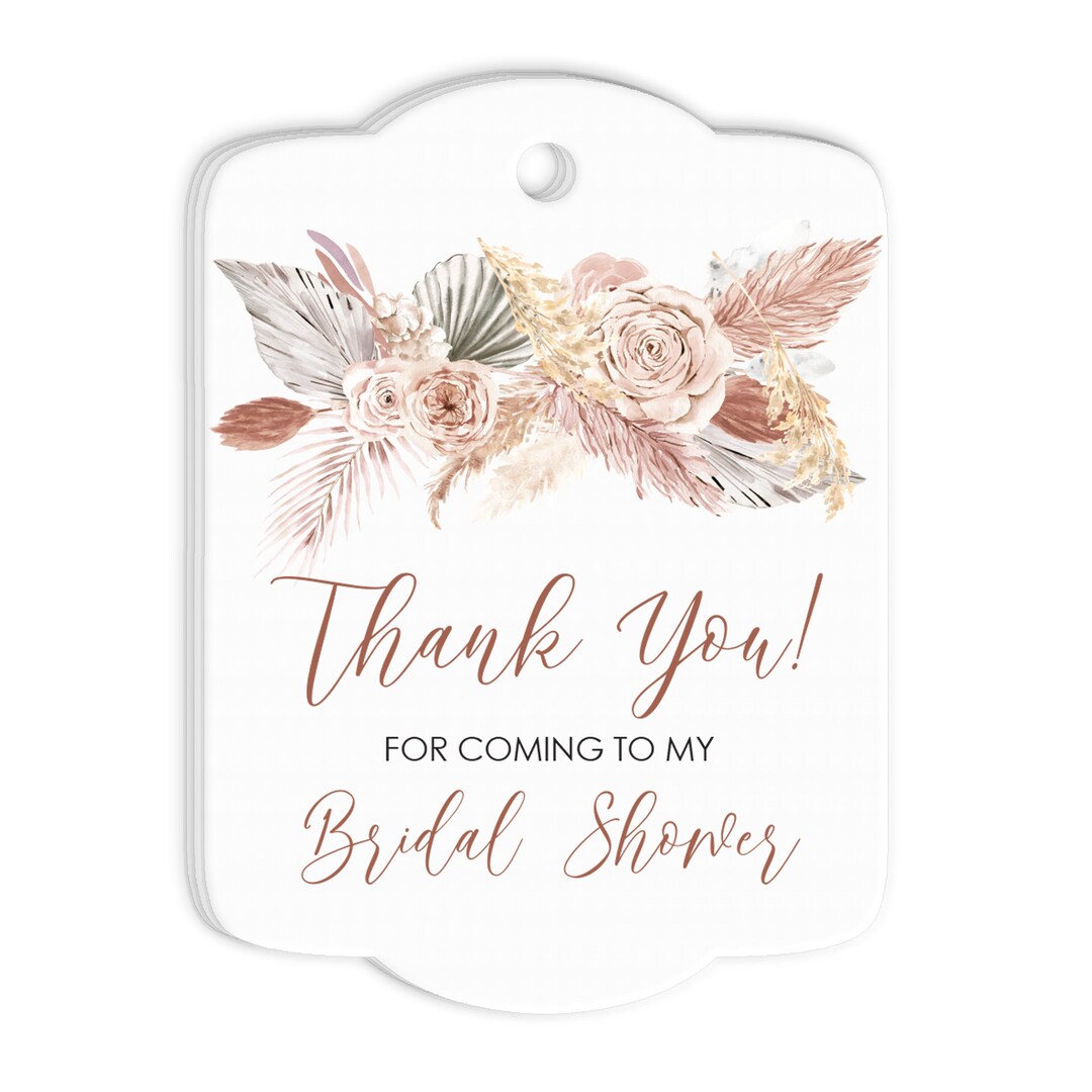 Bridal Shower Favor Tags Thank You Tags Boho Floral Pampas Grass Bridal ...