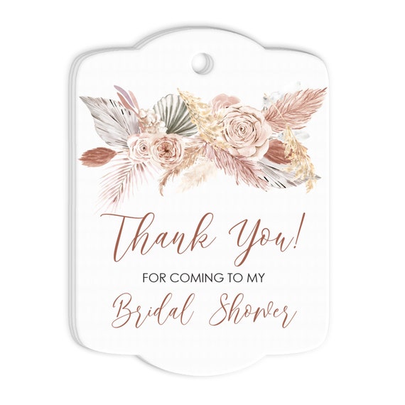 Bridal Shower Favor Tags Thank You Tags Boho Floral Pampas Grass Bridal ...