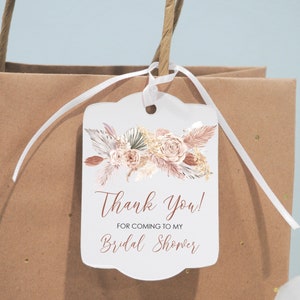 Bridal Shower Favor Tags Thank You Tags Boho Floral Pampas Grass Bridal ...