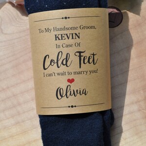 In Case of Cold Feet Label, Wedding Cold Feet Sock Wrap, Groom Gift ...
