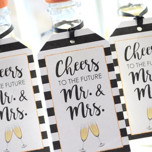 Wedding Favors, Bridal Shower Favors, Champagne Tags, Mini Wine Bottle Favor Tags, Thank You Tags, Cheers to the Future Mr & Mrs Set of 12 image 4