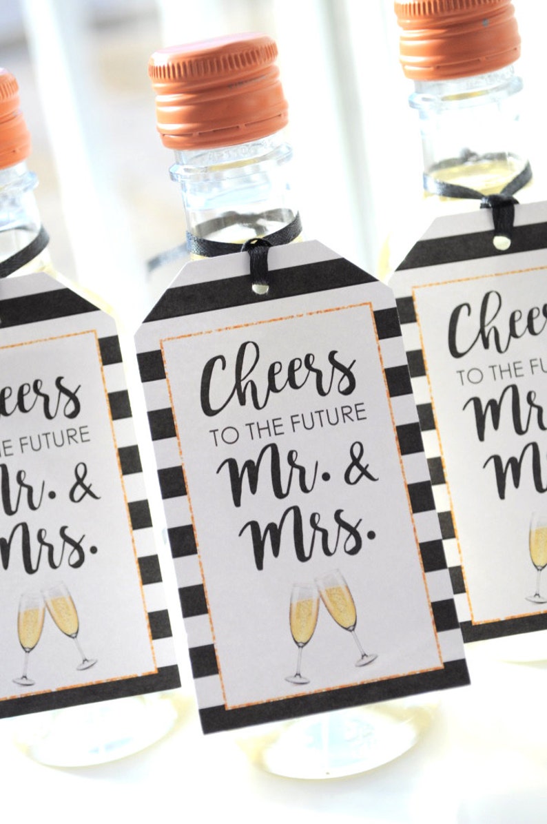 Wedding Favors, Bridal Shower Favors, Champagne Tags, Mini Wine Bottle Favor Tags, Thank You Tags, Cheers to the Future Mr & Mrs Set of 12 image 4