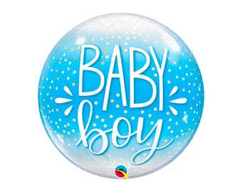 Baby Boy Balloon Blue Large 22" Bubble Transparent Balloon, It's A Boy Balloons, Baby Shower Balloons, Gender Reveal Party Balloon