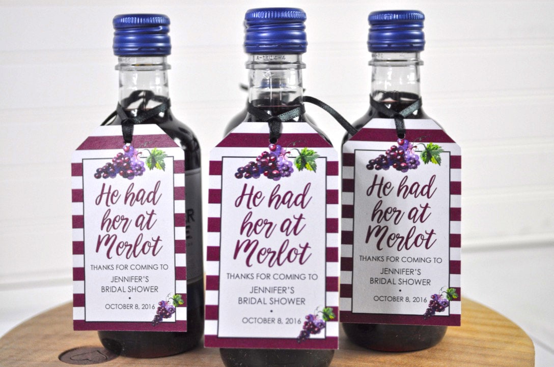 Bridal Shower Favor Tags for Mini Wine Bottles Bachelorette Etsy