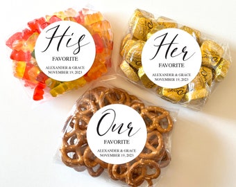 Wedding Favor Stickers His Her and Our Favorite Stickers Treat Bag Sticker Sweet and Salty Favorite Stickers Snack Bag Wedding Stickers