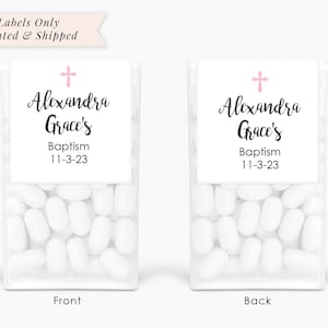 Baptism Party Favors, Tic Tac Labels Mint Favors, Mint Favors, Cross Girls Baptism, Personalized Party Favors Set of 24 Labels image 1