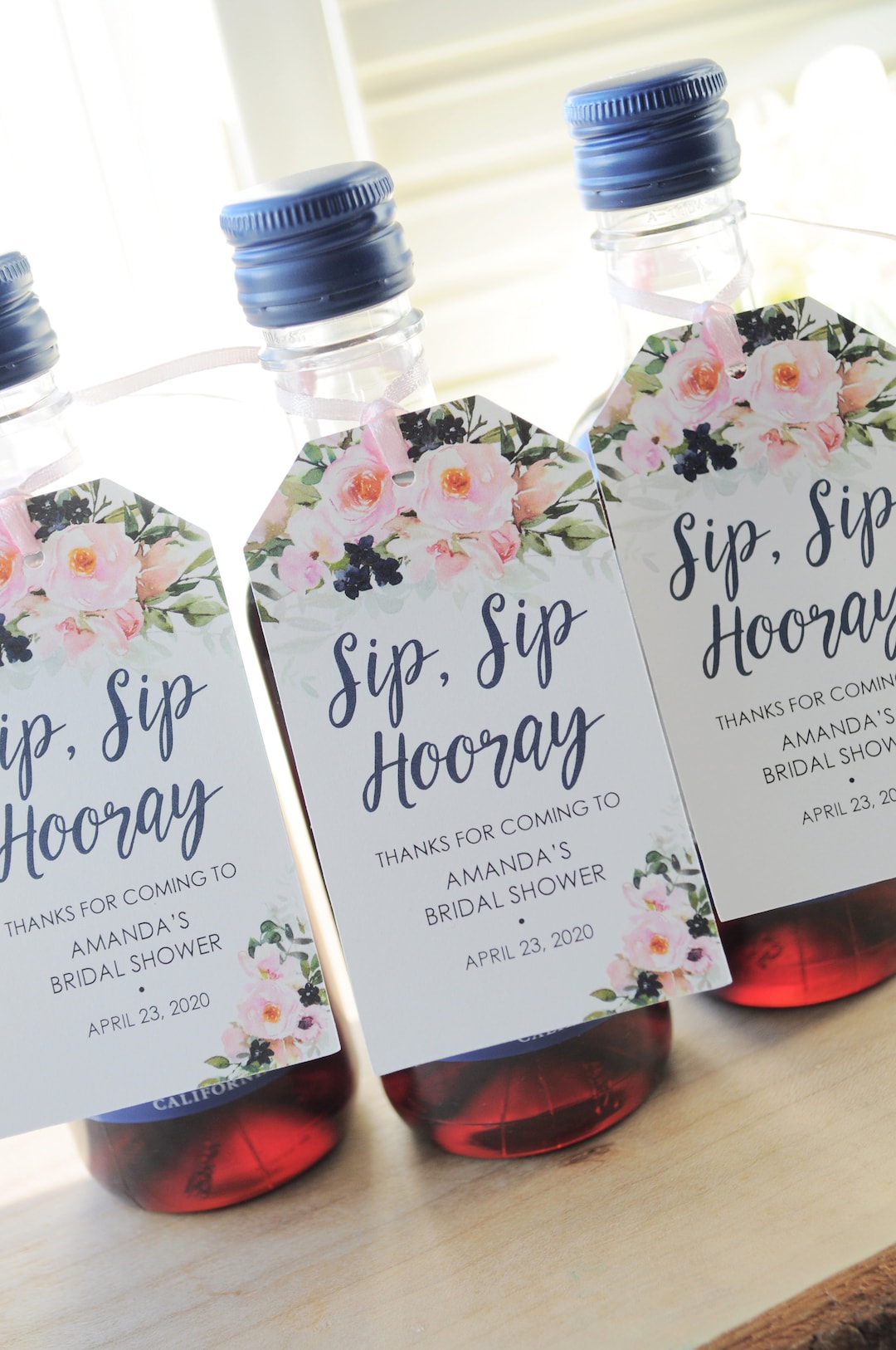 Bridal Shower Favors Tags for Mini Wine Bottles, Wedding Favors, Mini