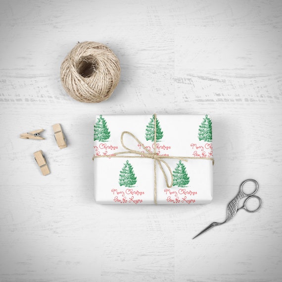 Personalized Name Christmas Wrapping Paper, Gift Wrap Sheets, Christmas Tree Gift Wrap, Holiday Wrapping Paper, Unique Christmas Wrap Il_570xn