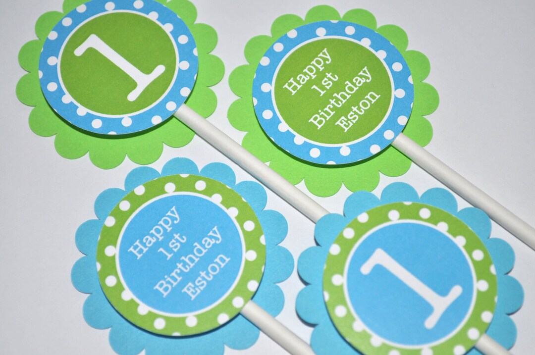 Boys 1st Birthday Cupcake Toppers, Boys Birthday Party Decorations