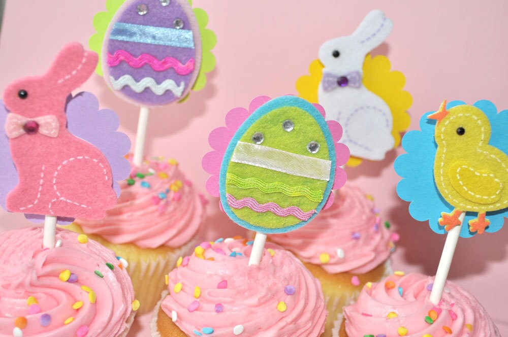 Easter Party Cupcake Toppers Birthday Party Decorations Etsy