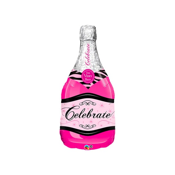 Pink Champagne Bottle Balloon Large 39" Foil Mylar Balloon, Pink Bubbly Wine Bottle Balloon, Cheers Celebrate Bridal Shower, Congratulations Il_570xn